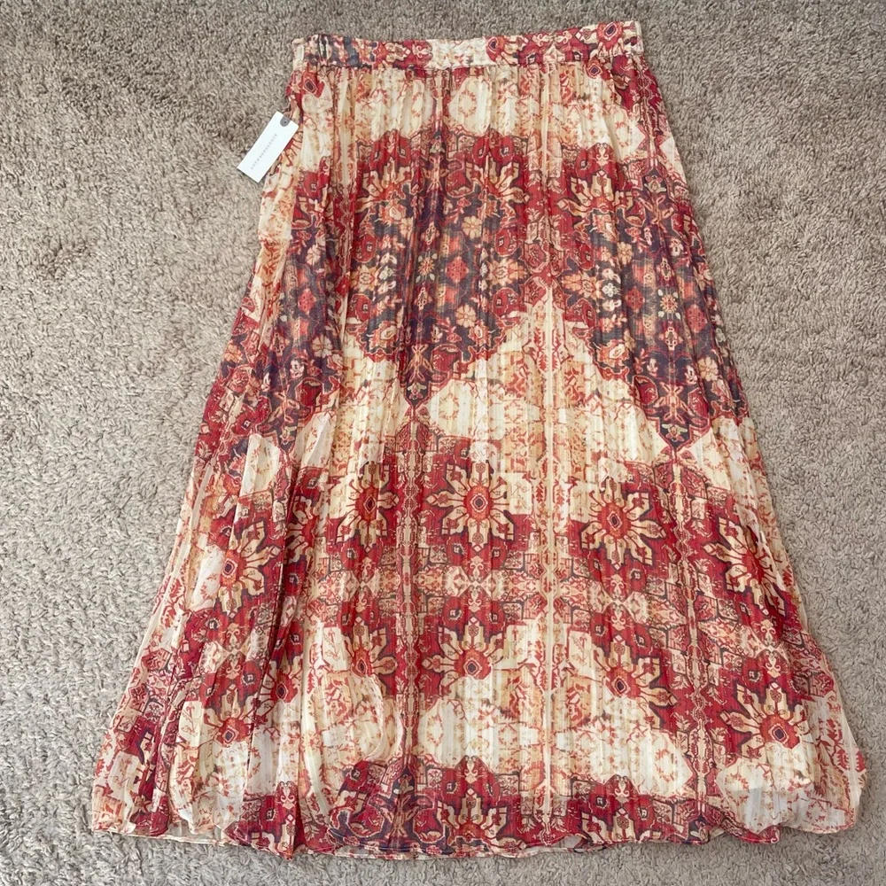 NWT Anthropologie Akemi + Kin Laurel Canyon Pleated Midi Skirt Size Small